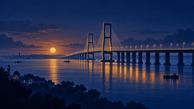 Bridge wallpaper: Suramadu Bridge   dark